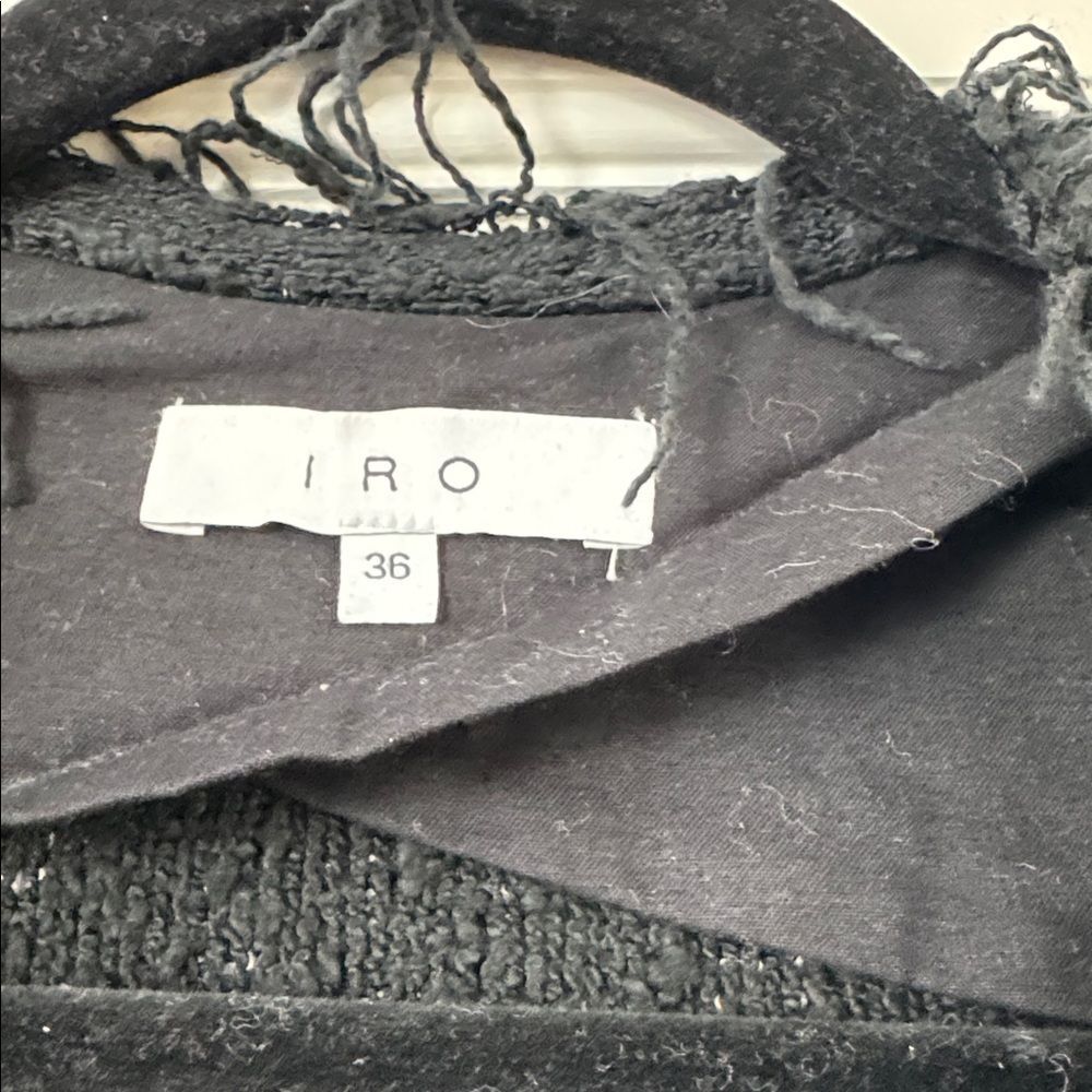 IRO Shavani Boucle Fringe Black Jacket Size 36 (US 4) - Picture 6 of 8